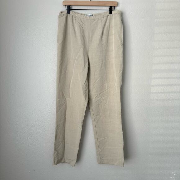 Vintage Drapers & Damons Womens Beige Linen Blend Pants Stretch Pull-On Size 8 - Picture 1 of 8